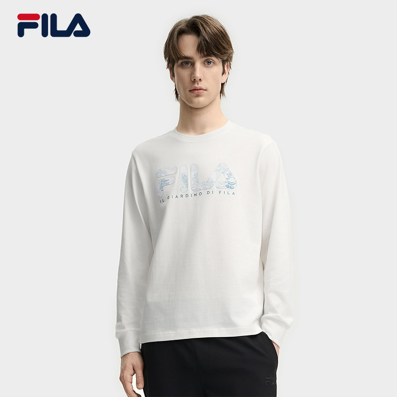 FILA 斐乐官方男运动长袖T恤白色秋季新款时尚休闲纯棉长袖衫上衣,运动服/休闲服装,运动T恤,淘宝优惠券,粉丝福利购,淘宝优惠卷