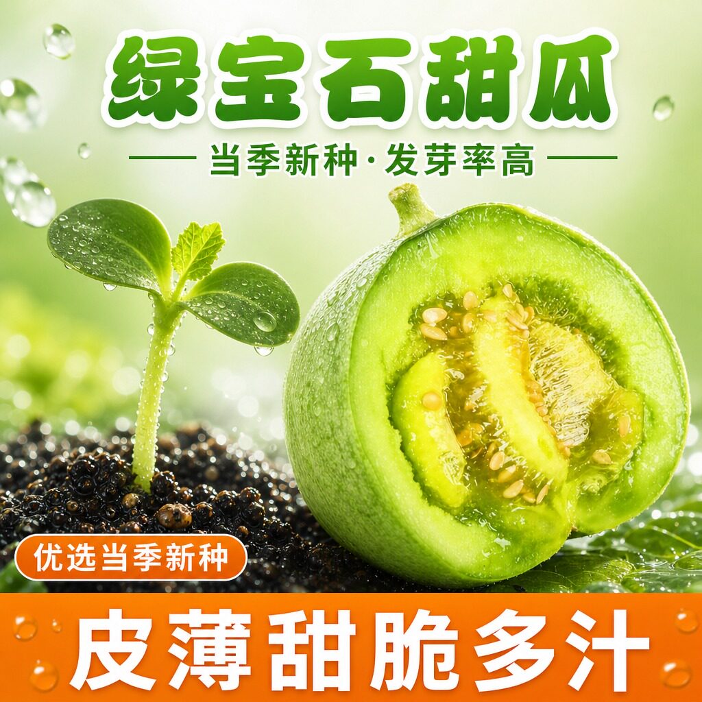 绿宝石甜瓜种子薄皮脆甜早熟高产香瓜籽阳台小院盆栽地栽四季易种
