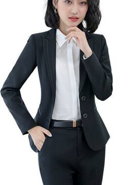 扣大码打底长袖二粒制服职业黑色