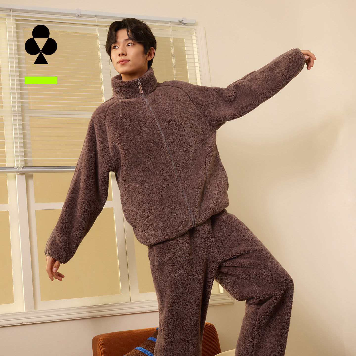 有棵树睡衣男士珊瑚绒加厚可外穿防静电长袖开衫款秋冬家居服套装