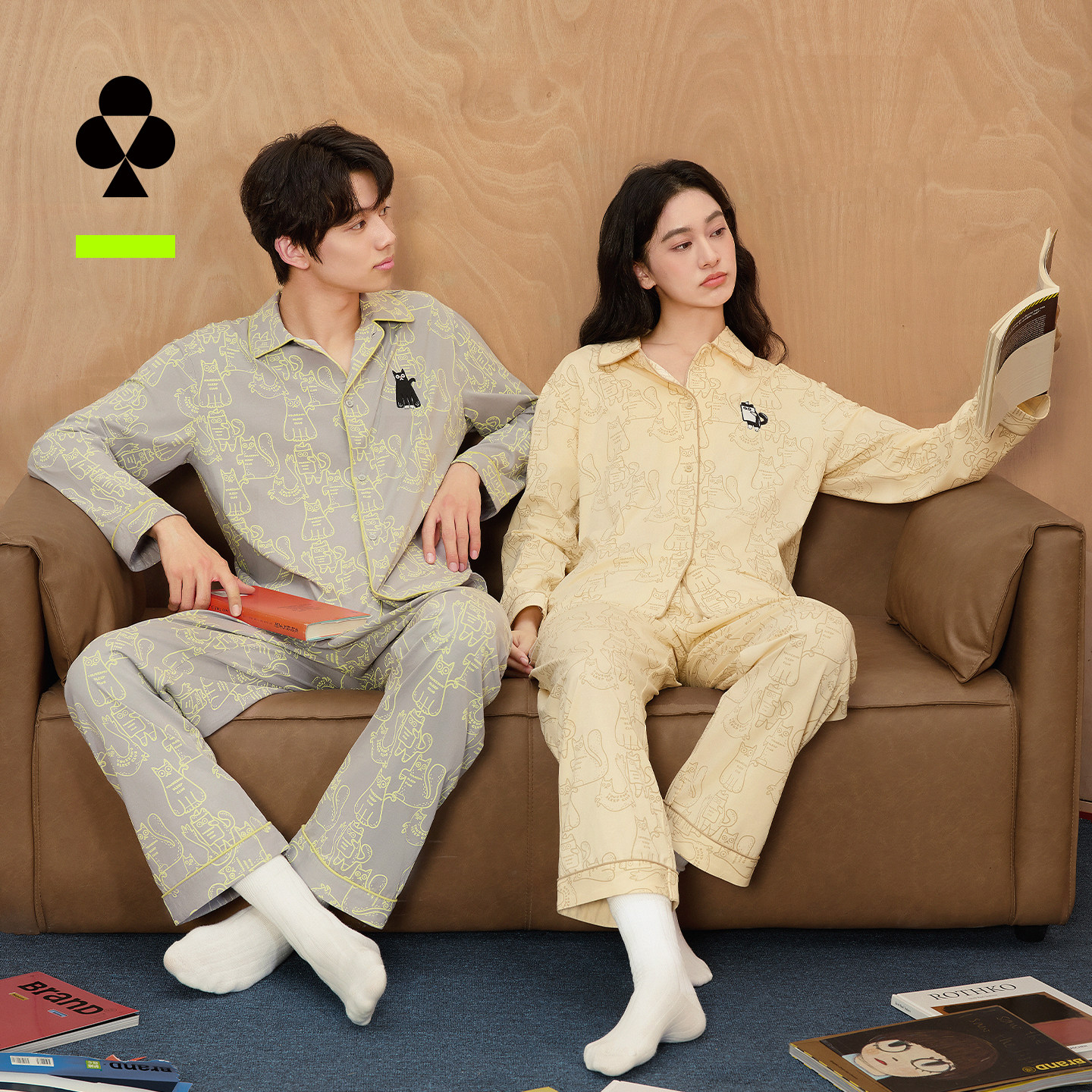 有棵树情侣睡衣纯棉男士长袖睡衣25新款7A抗菌家居服套装睡衣女款