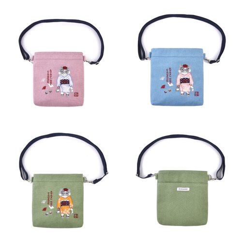 日本 kusuguru露西和服猫咪斜挎包单肩包腰包逛街购物包手机包983