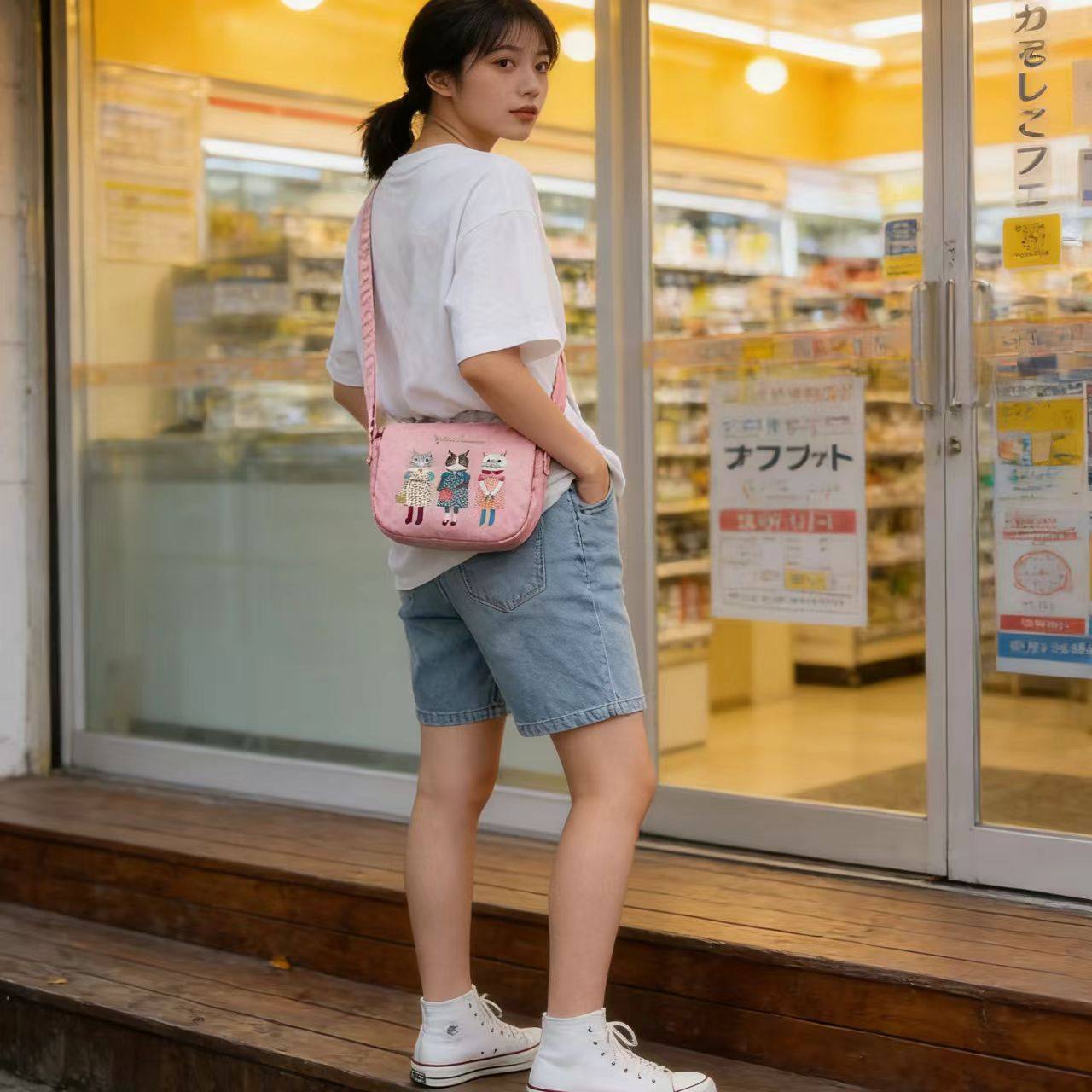 日本Kusuguru正品蜜豆公主斜挎包单肩包手机包糖果色逛街购物437