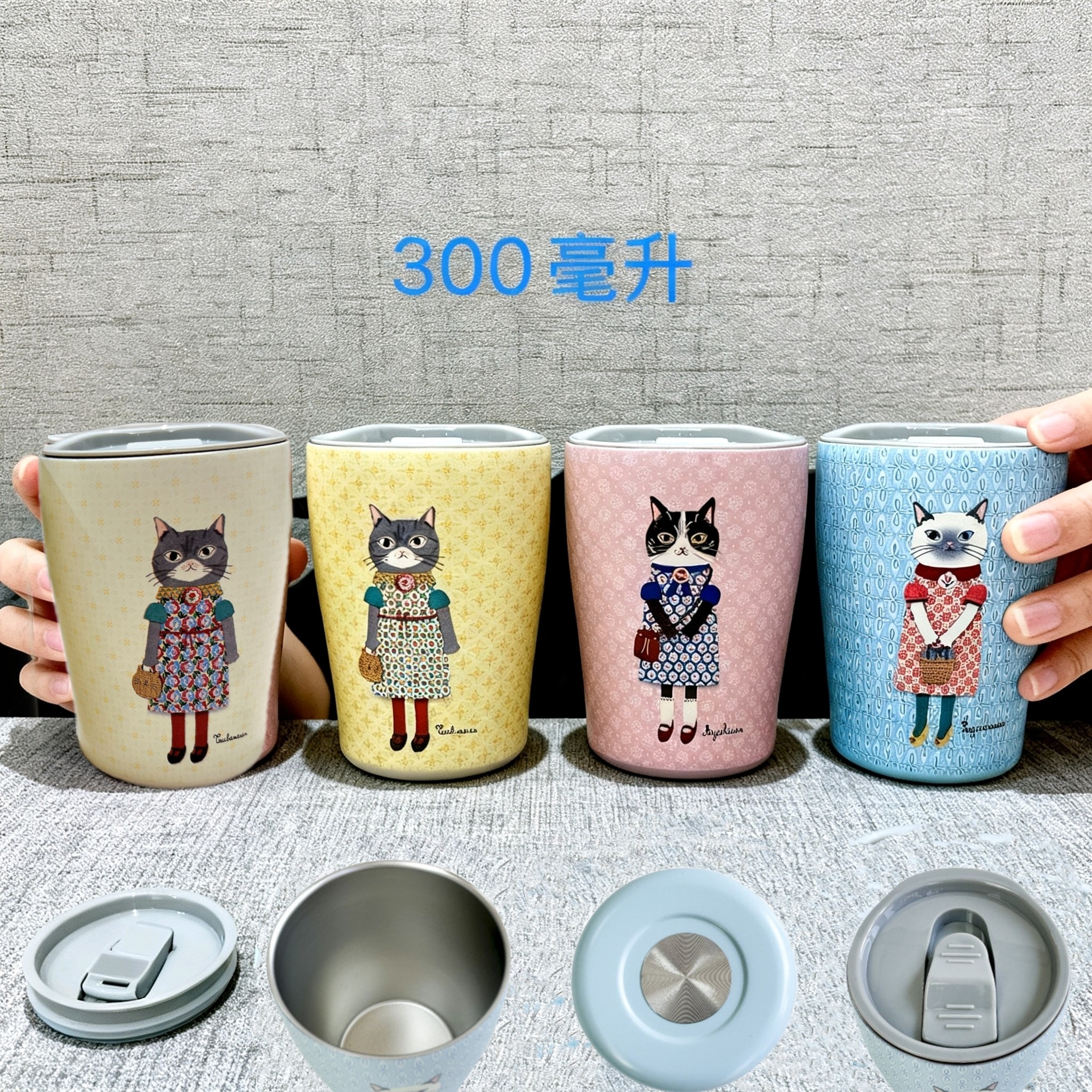 日本Kusuguru正品蜜豆公主猫咪保温保冷汽车杯 咖啡杯保温杯405