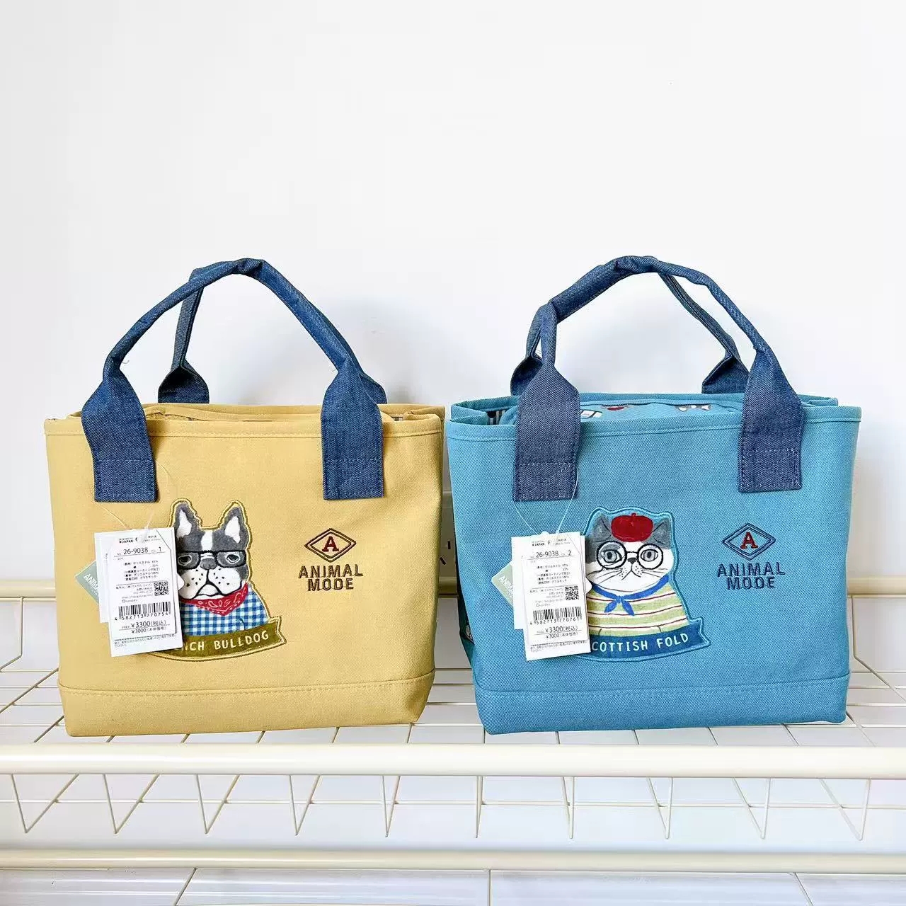 日本Kusuguru正品刺绣猫咪法斗手提包托特包手拎包隔层包布艺502