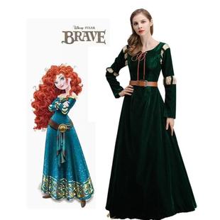 新款成人勇敢传说梅莉达公主裙迪士尼万圣节Merida cos年会表演服