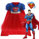 新款 女童超人扮演服万圣节漫威superman cos网纱蓬蓬裙活动表演服