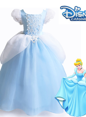 女童灰姑娘公主裙万圣节Cinderella cos六一钢琴表演小主持人礼服
