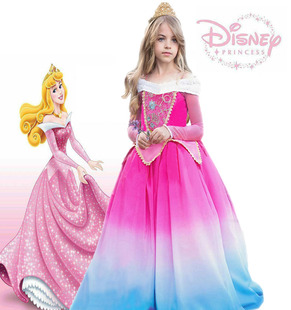 儿童迪士尼爱洛公主裙万圣节奥罗拉公主cos派对睡美人舞台演出服