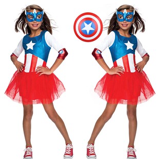 女童美国队长cosplay服装万圣节Captain America派对活动扮演服装