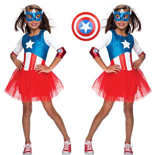 女童美国队长cosplay服装万圣节Captain America派对活动扮演服装