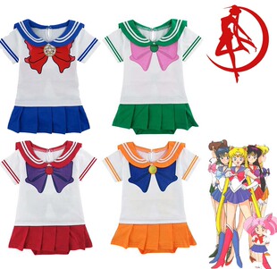 夏宝宝美少女战士cos服装万圣节水冰月女宝宝哈衣爬服连体衣裙装