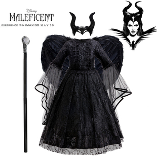 新款儿童沉睡魔咒女巫玛琳菲森扮演服万圣节巫女Maleficent表演服