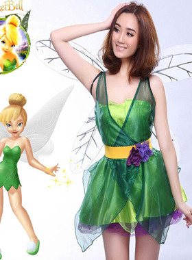 新款成人迪士尼小叮当公主裙万圣节Tinker Bell 花仙子活动表演服