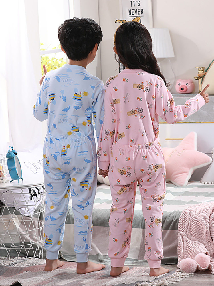 CHILDRENS ONE-PIECE PAJAMAS SPRING AND AUTUMN PURE COTTON BIG CHILDREN BOYS GIRLS GIRLS ONE-PIECE PAJAMAS AUTUMN AND WINTER BABY SLEEPING BAG