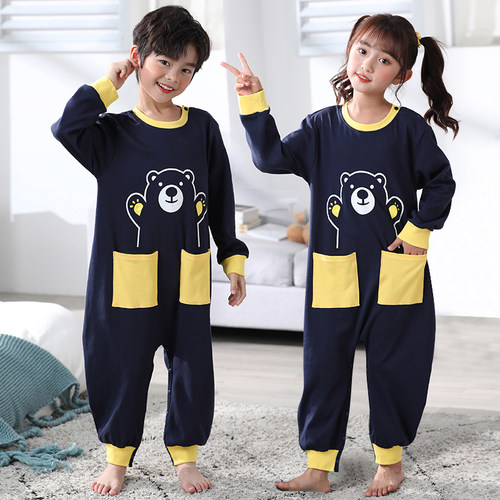 男童儿童连体睡衣春秋纯棉全棉秋