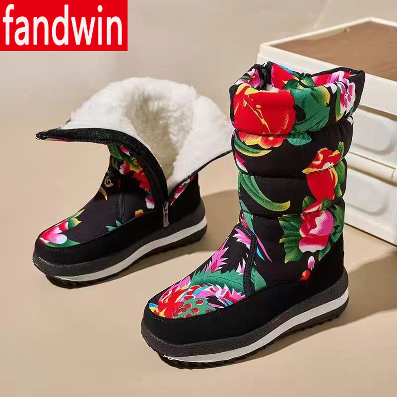 雪地靴东北大红花棉靴女款民族新款防滑冬季户外加厚保暖滑雪棉鞋,女鞋,时尚雪地靴,淘宝优惠券,粉丝福利购,淘宝优惠卷