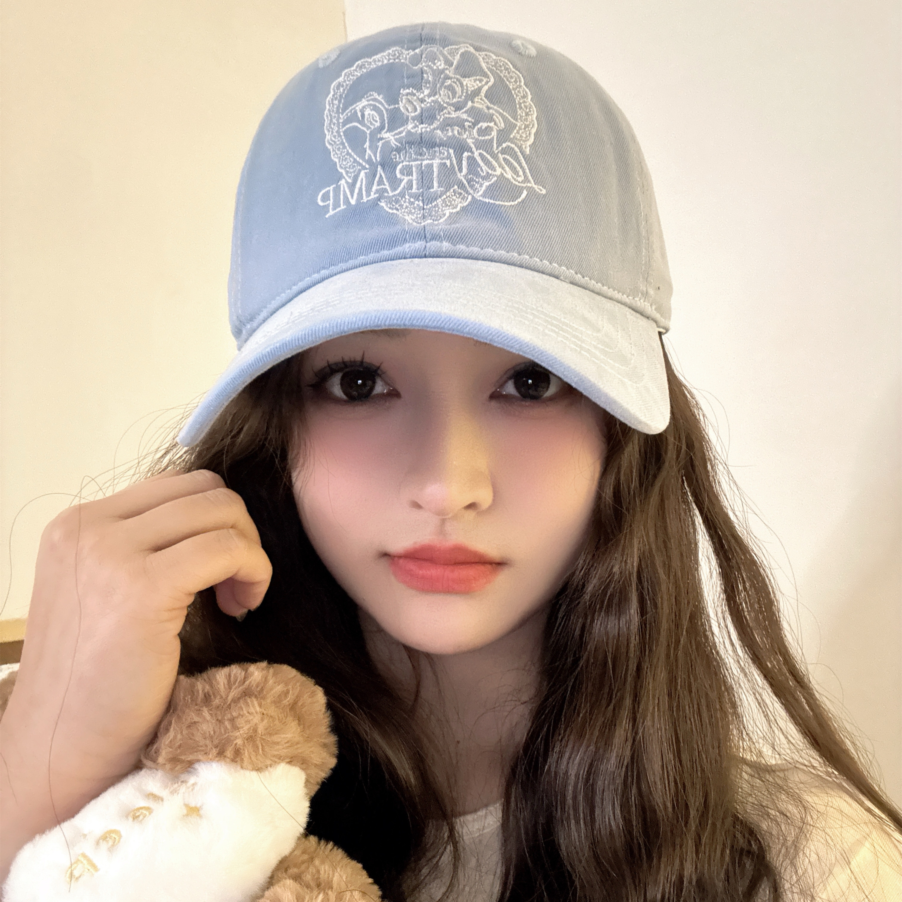 韩版新款爱心刺绣棒球帽女软顶宽帽子