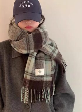 高级清冷感麻花辫围巾学生围脖韩版情侣围巾女秋冬季加厚保暖披肩