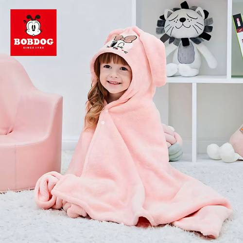 巴布豆儿童带帽斗篷浴巾秋冬加厚