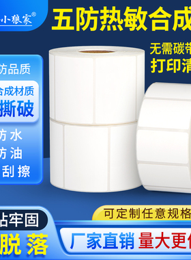 五防热敏合成纸防水防撕破40*30 50 60 70 80100热敏标签纸防油耐刮擦耐低温条码机五防不干胶贴PP热敏打印纸