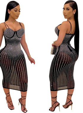 Black Sexy Sequin Dress Women Party Night Club Bodycon Dress