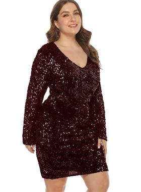 Plus Size Party Dresses Sequin Women's Sexy Night Club Dress