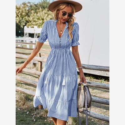Summer Dress Women V-neck Beach Holiday Party Dresses Ladies