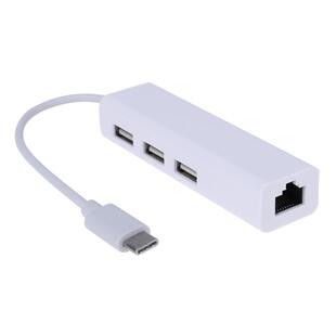 New 3 Ports USB HUB 3.0 Type C to Ethernet LAN RJ45 Adapter