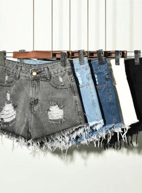 A new Korean version of ripped denim shorts for women summer