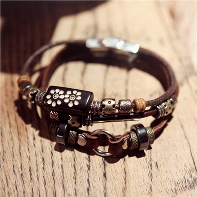 日系复古风潮男款皮质手链 Men Fashion Bracelets Rope bracelet