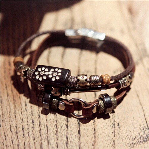 日系复古风潮男款皮质手链 Men Fashion Bracelets Rope bracelet