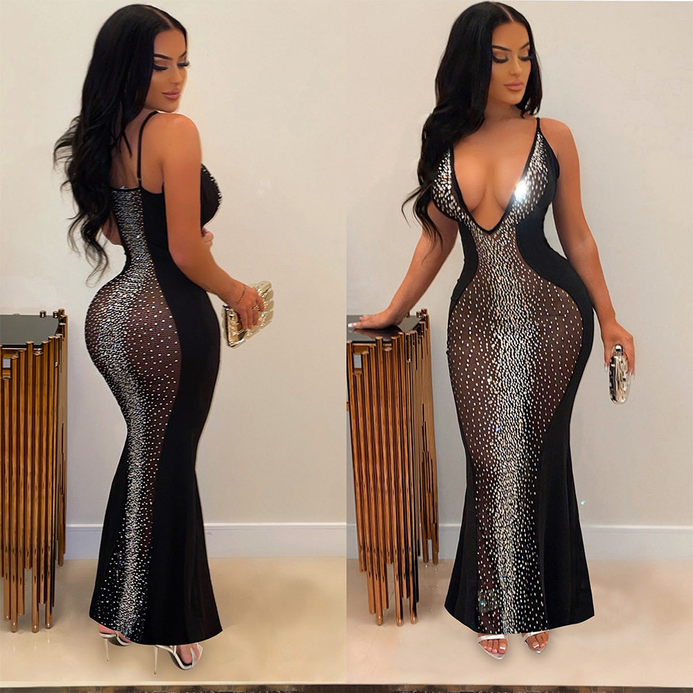 Sequins Rhinestone Strap Bodycon Dress 欧美连衣裙夜店晚礼服