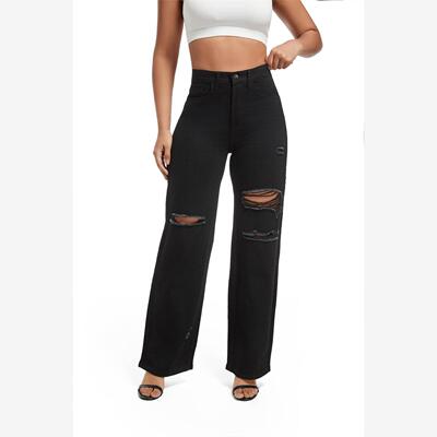 plus size jeans for women long pants lady trousers black 2xl