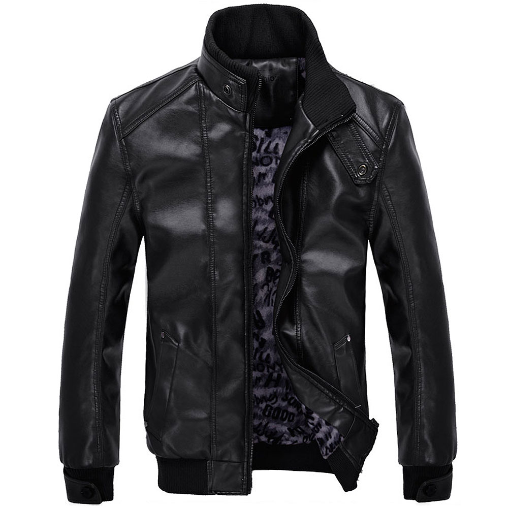 Thicken Motorcycle Jacket Men Winter Plus Size Leather Coat
