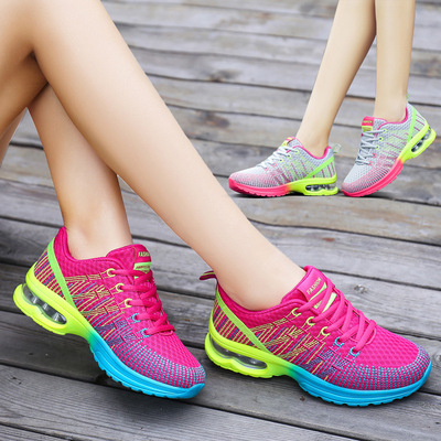 Ladies breathable running sneakers women sports flat shoes女