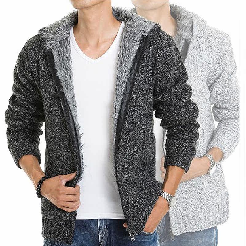 男连帽加绒毛衣 Men's Sweatercoat Fur Liner Sweater pullovers