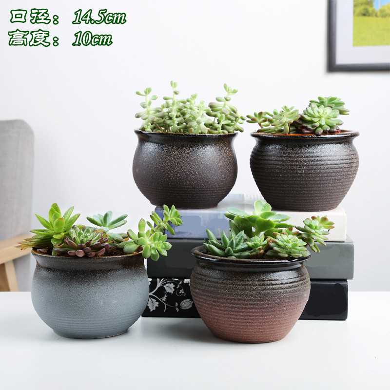 大口径多肉粗陶素烧拼盘组合陶瓷花盆简约创意欧式复古绿植桌面盆
