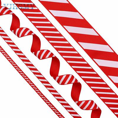 Christmas Ribbon Red White Stripes 5 Yards, Red White Candy