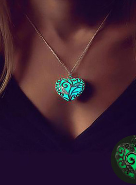 FAMSHIN Bohemia Silver Color Luminous Stone Heart Pendant