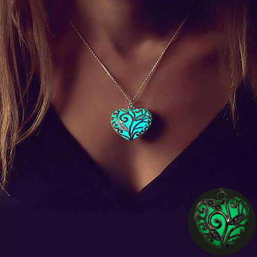 FAMSHIN Bohemia Silver Color Luminous Stone Heart Pendant