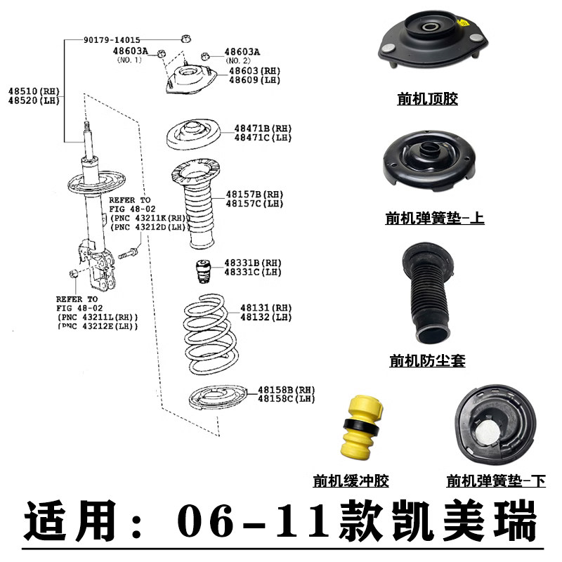 适用6代7代凯美瑞前避震器减震机顶胶防尘套缓冲胶弹簧上下胶垫片