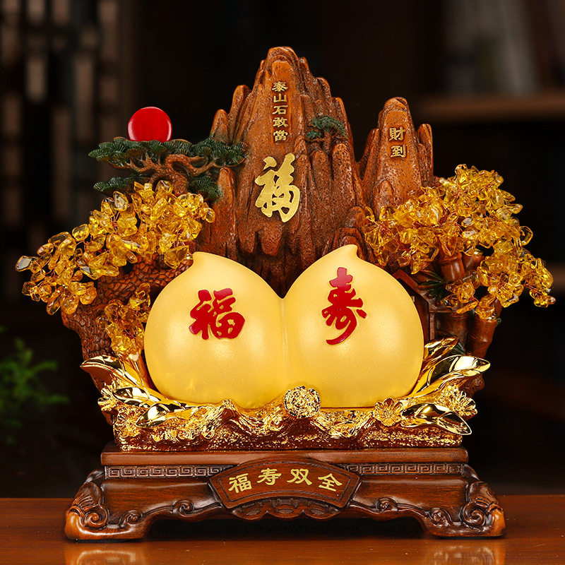福寿双全寿桃摆件送长辈爷爷奶奶607080老人生日祝寿贺寿礼物高档