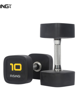 RISING锐思哑铃方形防滚俯卧撑PU包胶哑铃男女士健身家用私教器材