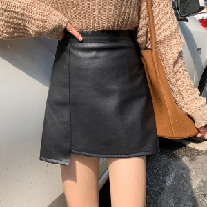 14.9元包邮  茵丝冰  不规则pu皮裙