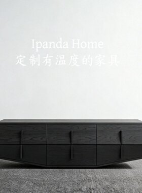 中古侘寂风实木黑色六斗柜法式复古高级感客厅设计师款电视柜定制