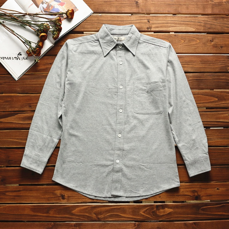 秋冬款纯棉厚实衬衣男休闲棉衬衫