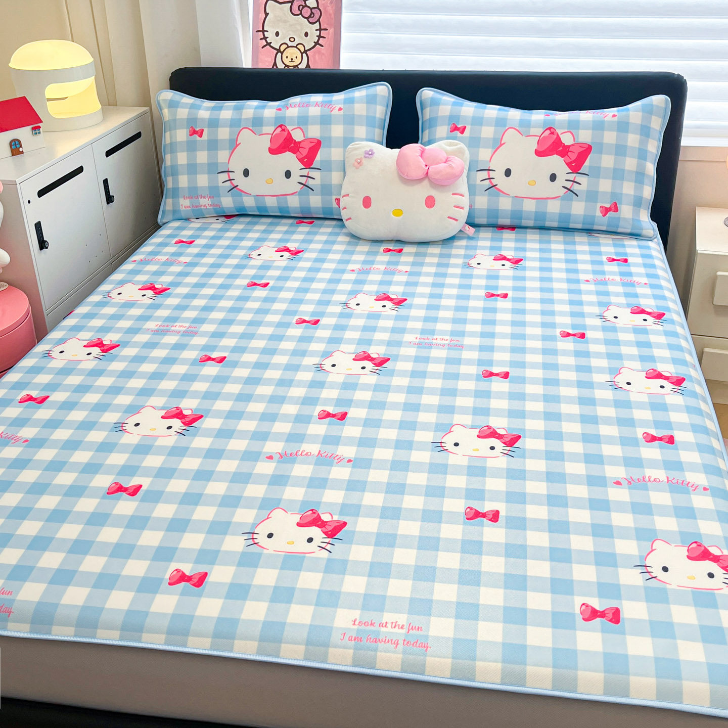 helloKitty夏季冰丝凉席卡通儿童凉感空调席可机洗学生单人床席子