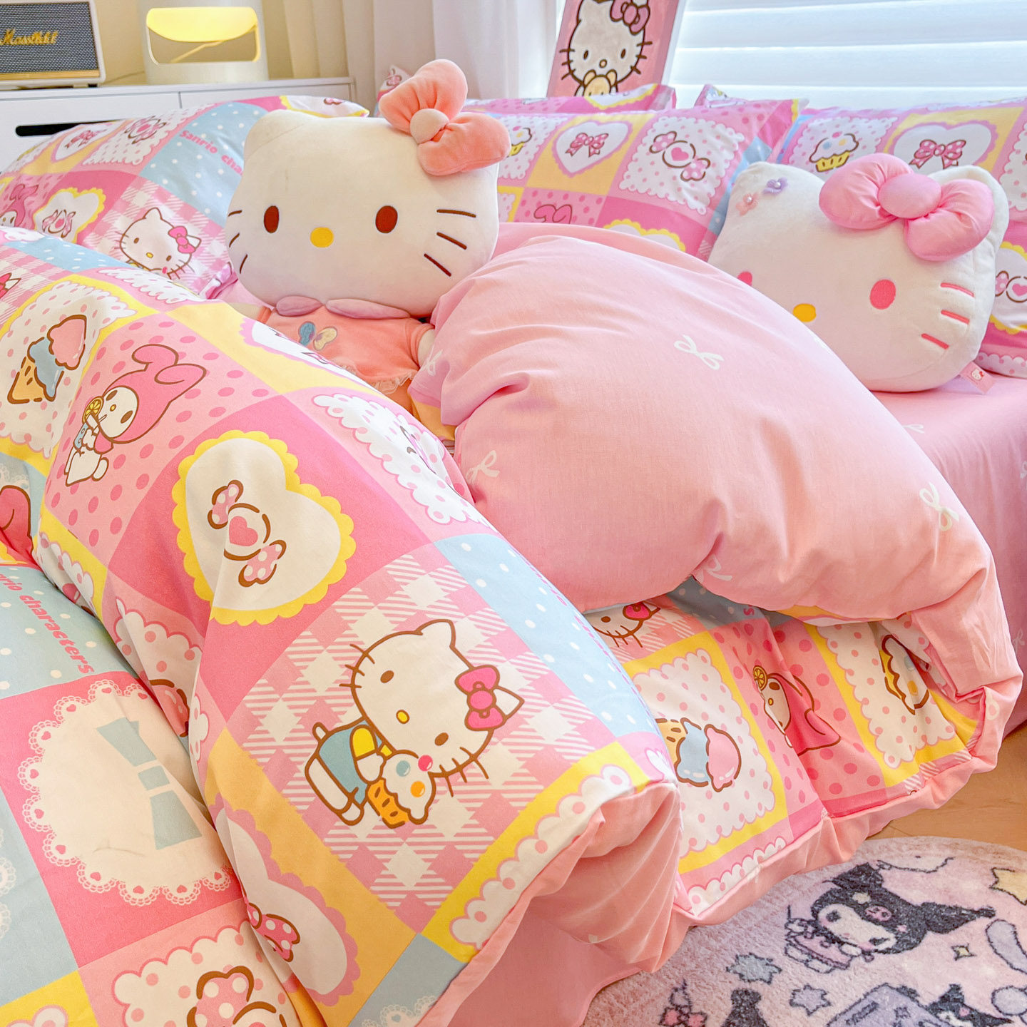 helloKitty儿童全棉被套单件卡通美乐蒂纯棉被罩宿舍床上三四件套