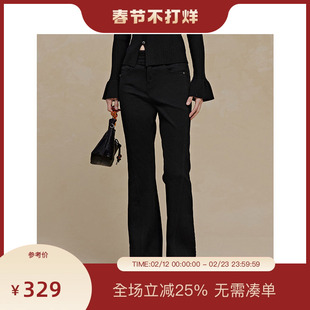 PIT黑色微喇牛仔裤女2025冬季新款百搭显瘦显高裤子